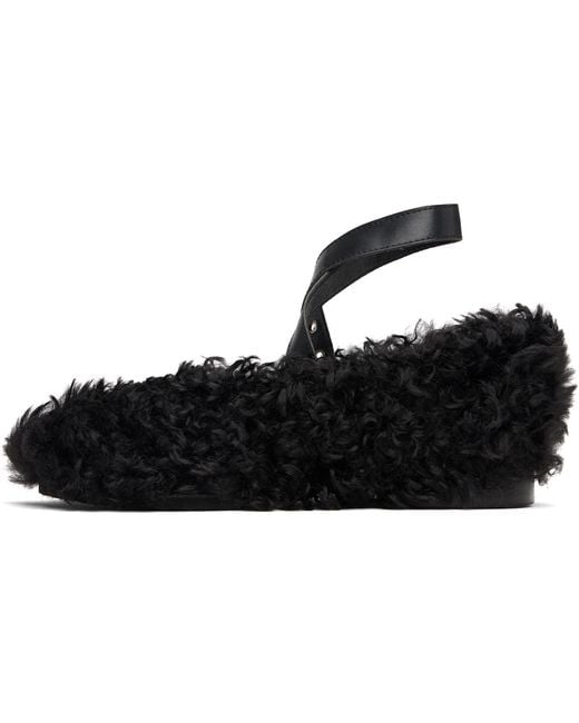 EPINGLER Black Strap Toe Ballerina Flats