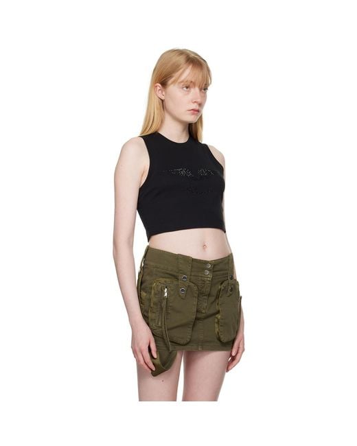 Blumarine Black Crystal-Cut Tank Top