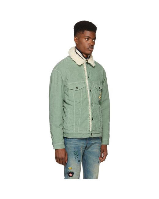 Gucci Green Corduroy Sherpa Jacket in 