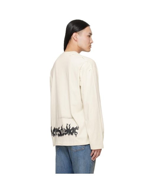 Acne Natural Off- Gothic Logo T-Shirt for men