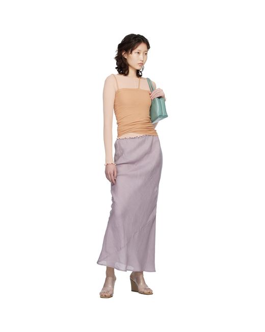Baserange Purple Fine Linen Larva Maxi Skirt