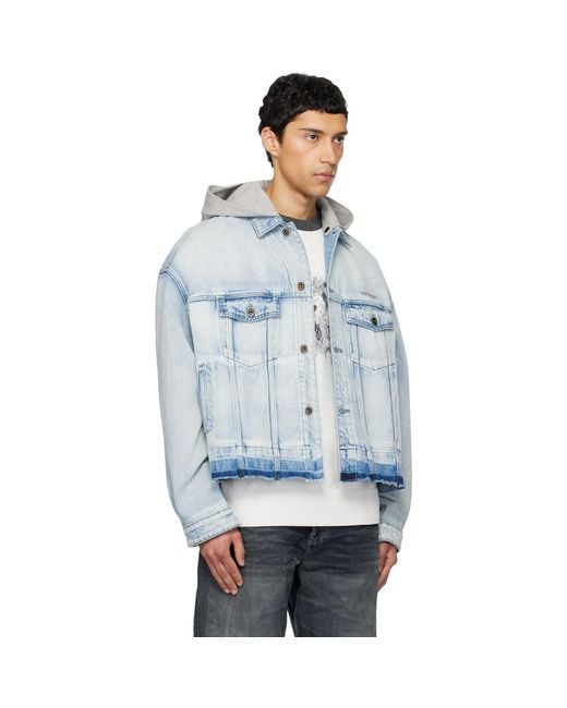 we11done Blue Layered Denim Jacket for men