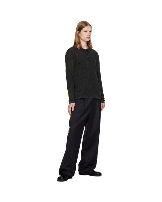 MMIC Black Grain Henley for men