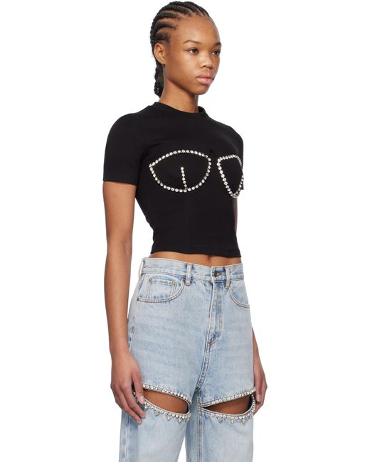 Area Black Crystal Bustier Cup T-Shirt
