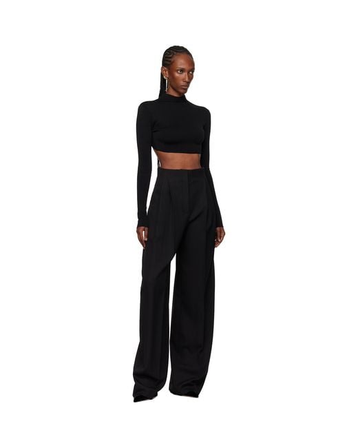 Mugler Black Wide Pleated Trousers