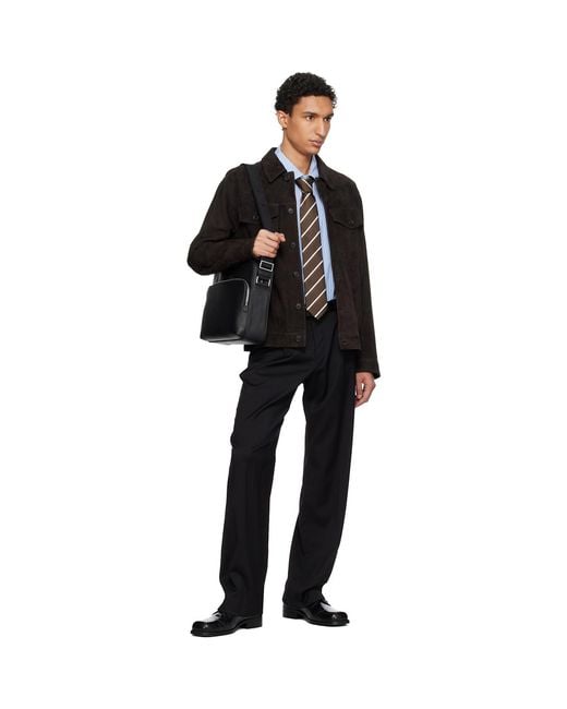 Boss Black Grained Leather Bag for men