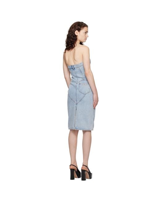 Area Black Flower Corsage Strapless Denim Midi Dress