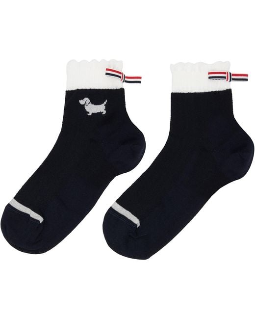 Thom Browne Blue Pointelle Stitch Hector Crew Socks
