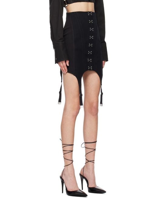 Dion Lee Black Corset Garter Miniskirt