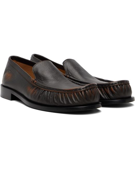 Dries Van Noten Black Leather Loafers for men
