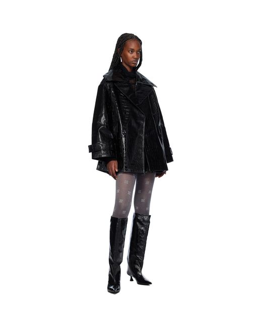 Ganni Black Future Coated Faux-Leather Miniskirt