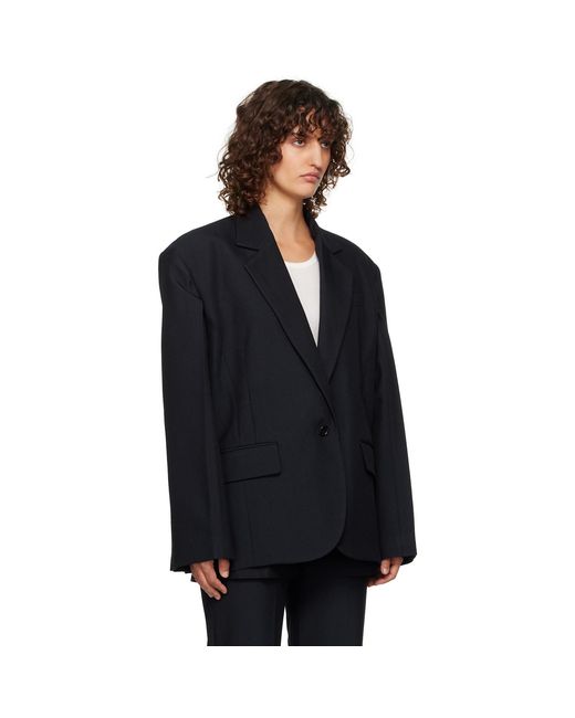 Pushbutton Black Open Back Cape Blazer