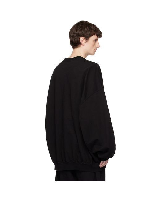 Rick Owens Black Temple Hun Crewneck Sweatshirt for men