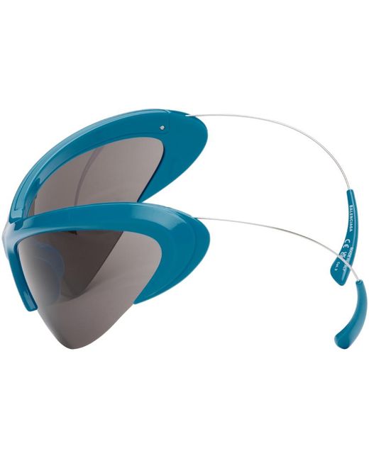 Balenciaga Blue Wire Cat-eye Sunglasses for men