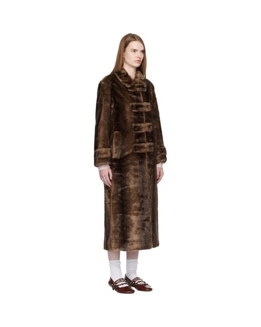 OPEN YY Black Tab Toggle Faux-Fur Coat