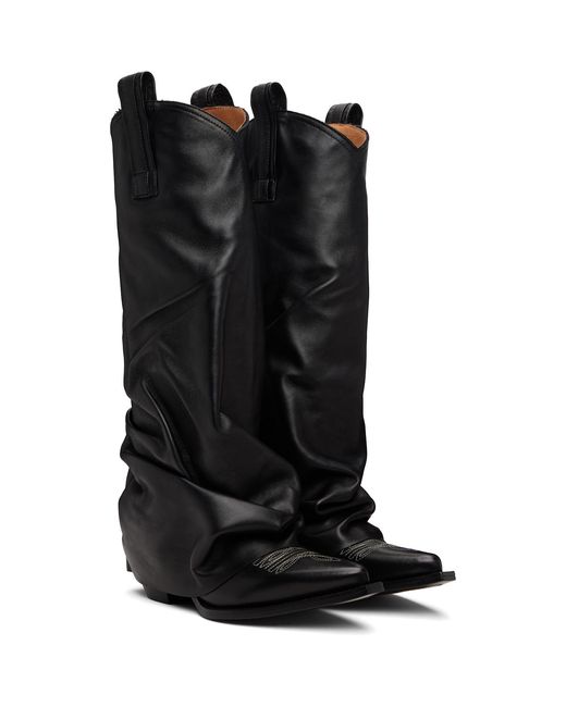R13 Black Sleeve Mid Cowboy Boots