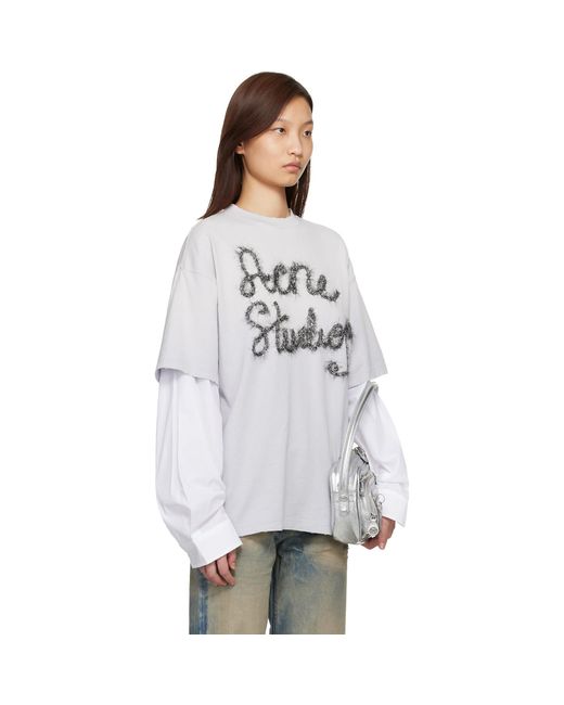 Acne White Layered Logo T-Shirt