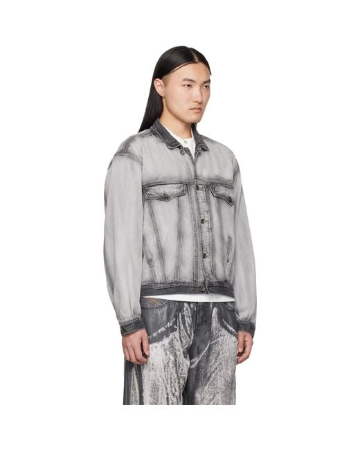 DIESEL Gray Medium-Light Skeleton Denim Trucker Jacket for men