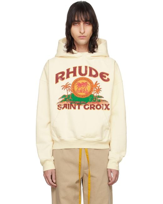 Rhude Natural Off-white 'st. Croix' Hoodie for men
