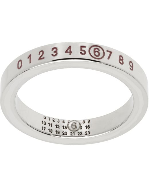 メンズ MM6 by Maison Martin Margiela Ssense限定 シルバー Year Of The Snake Numeric Minimal Signature リング White