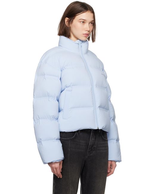 Alexander Wang ブルー リフレクティブロゴ クロップド ダウンジャケット White