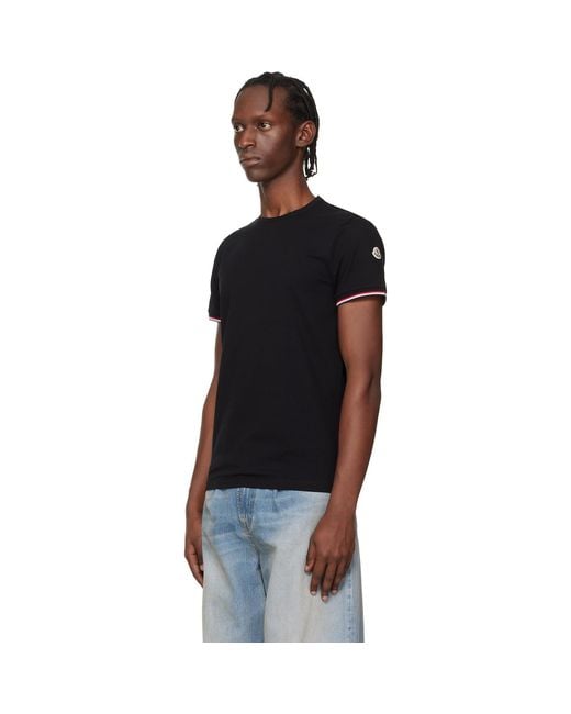 Moncler Black Tricolor-Trimmed Cotton T-Shirt for men