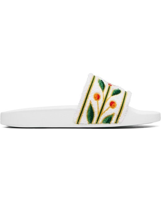 Casablanca White Embroidered Terry Slides for men