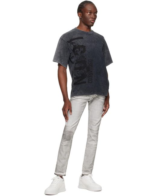 DSquared² Black Gray Icon Splash T-shirt for men