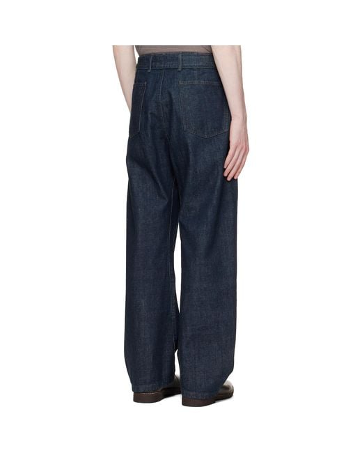 Lemaire Blue Twisted Belted Jeans for men