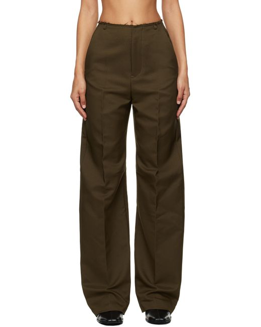 MM6 by Maison Martin Margiela Black Khaki Straight Leg Trousers