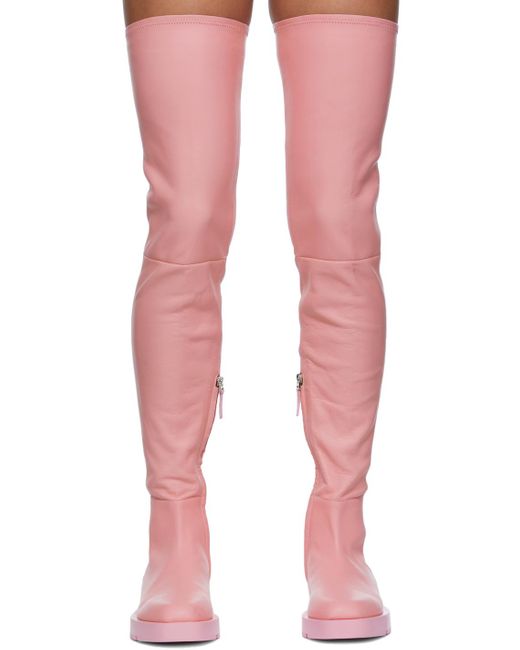 Givenchy Stretch Leather Squa Over-the-knee Boots in Pink | Lyst UK