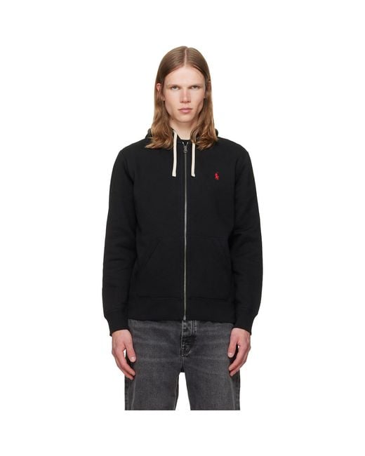 Polo Ralph Lauren Black Fleece Full-Zip Hoodie for men