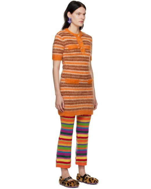 Marni Black Brown & Orange Striped Minidress