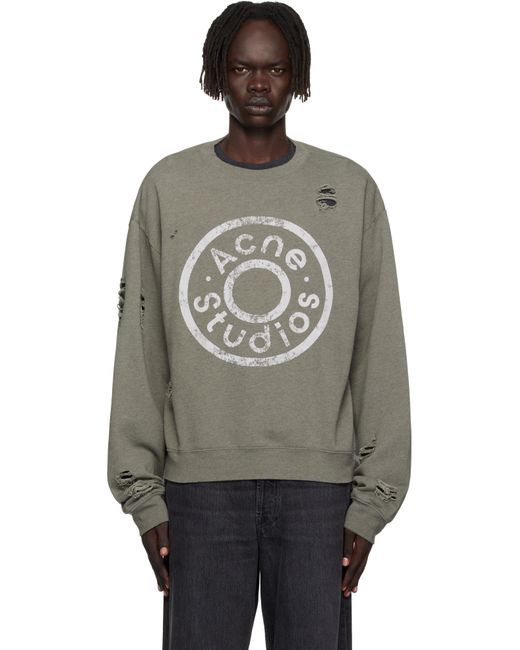 メンズ Acne グレー ロゴプリント スウェットシャツ Black