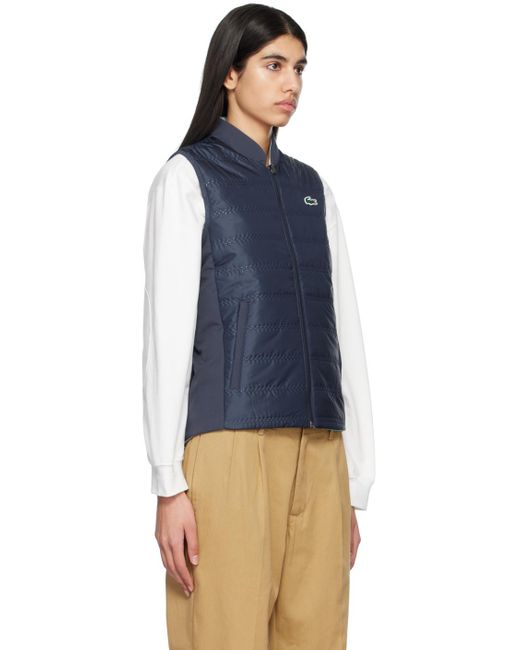 Lacoste Navy & Blue Quilted Reversible Vest
