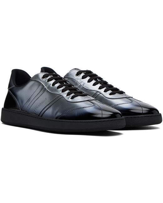 Ferragamo Black Silver Achille Lux Sneakers for men