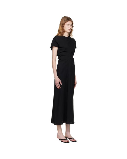 Totême  Black Slouch Waist Wool Maxi Dress