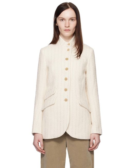 Rag & Bone Natural Off- Slade Long Tweed Blazer