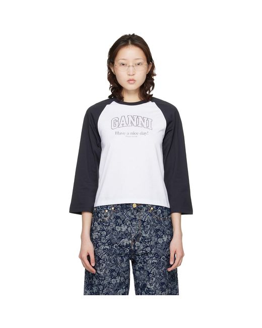 Ganni Black Basic Jersey Baseball T-Shirt
