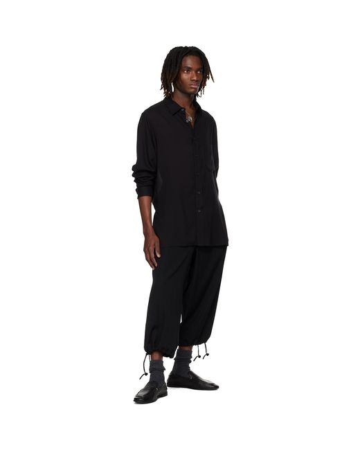 Yohji Yamamoto Black Cellulose Lawn Double Collar Shirt for men