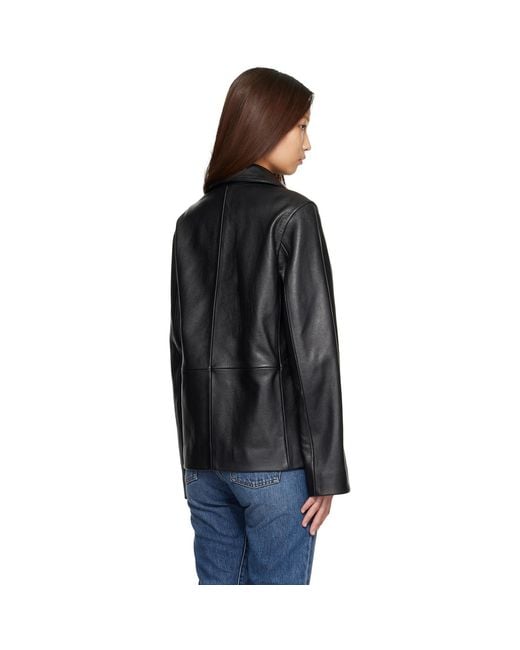 Totême Black Grained Leather Jacket