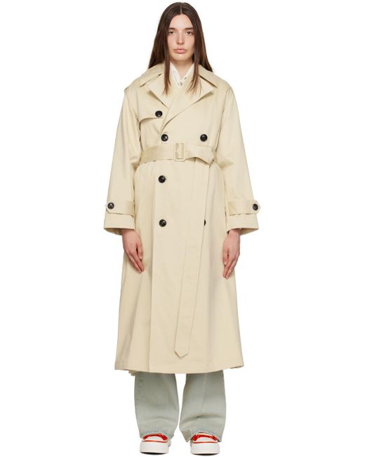 AMI Natural Beige Double-breasted Trench Coat