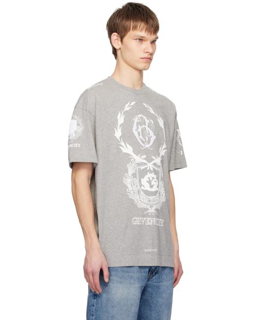 T-shirt gris à armoiries Givenchy pour homme en coloris White