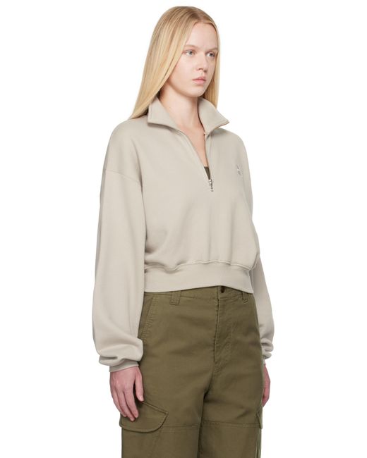 ÉTERNE グレー クロップド ハーフジップ スウェットシャツ Natural