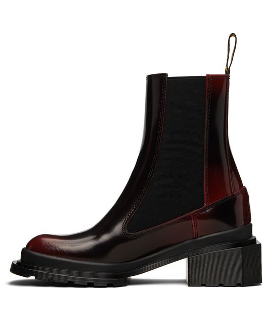 Dr. Martens Black Burgundy Maybole Square Toe Chelsea Boots