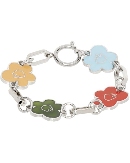 メンズ In Gold We Trust シルバー Flower ブレスレット Multicolor