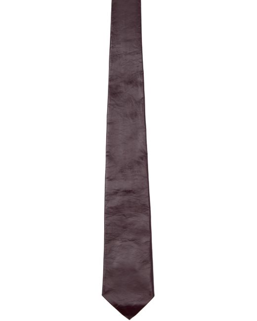 Bottega Veneta Black Burgundy Shiny Leather Tie for men