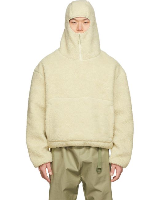 Entire studios Off-white Fleece Fluffy Hoodie in Natural for