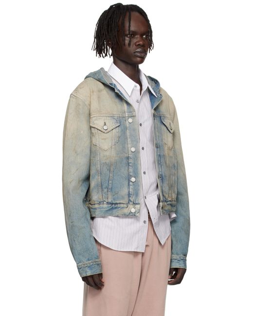 メンズ Acne ブルー フード付き デニムジャケット Black