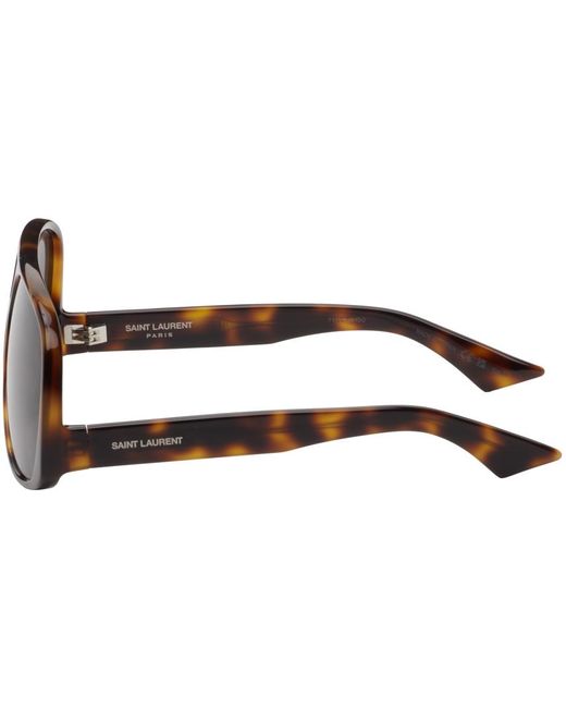 Saint Laurent Black Tortoiseshell Sl 652 Solace Sunglasses for men